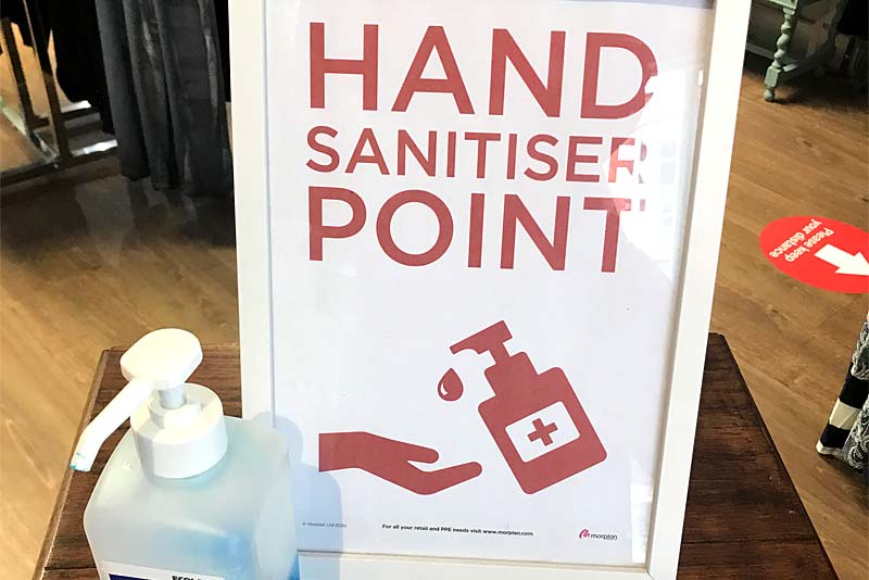 hand sanitiser in local shop