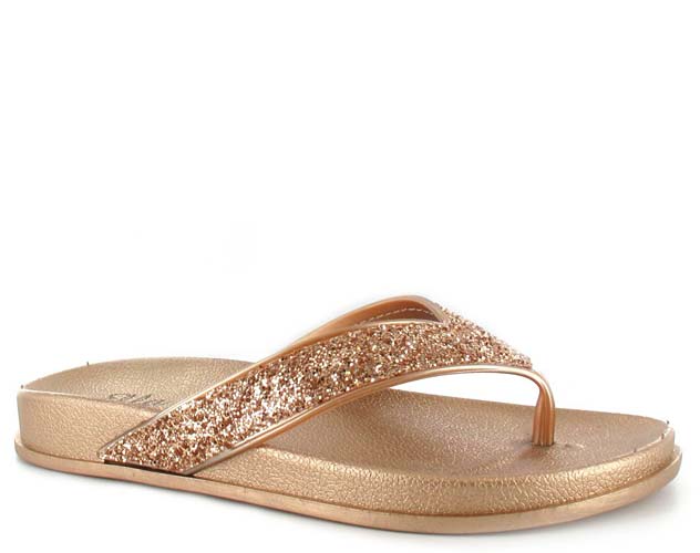 rose gold flip flops with rhinestones