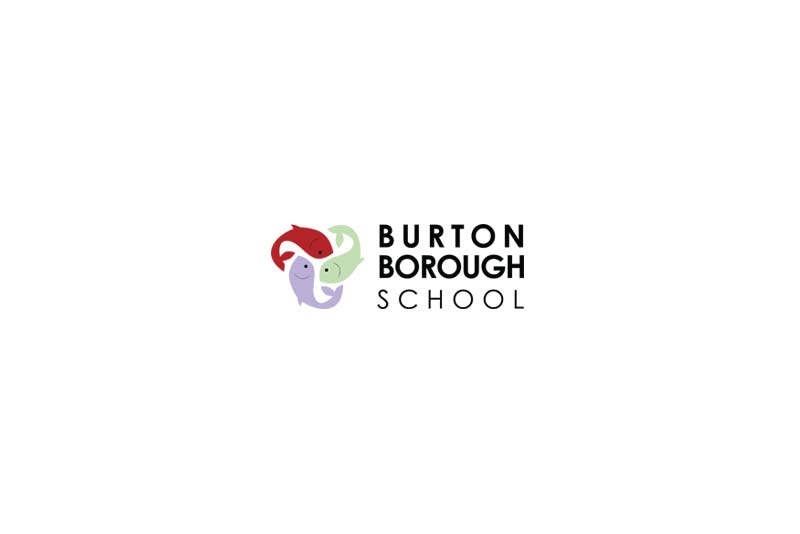 three fishes logo of burton borough school