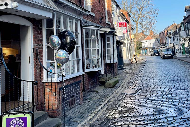 the cobbled street of st marys in newport