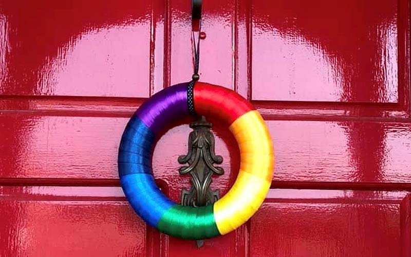 decoration on front door of Katharine House