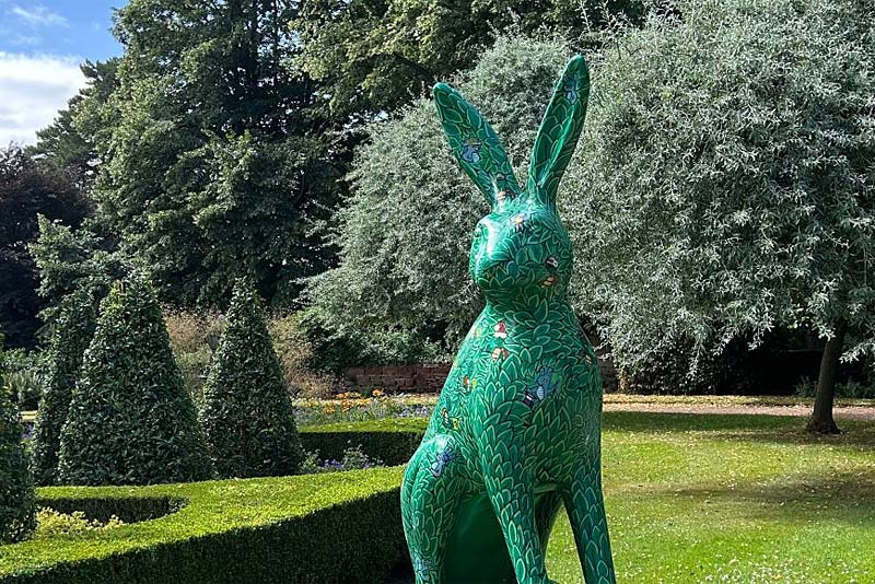 statue of green hare at weston park