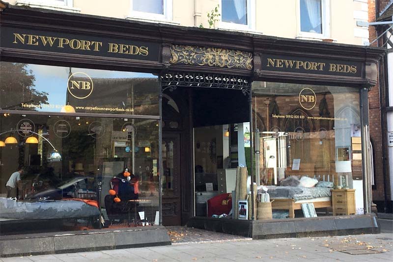 shop front of newport beds in shropshire