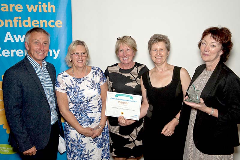 staff at newport care home celebrate