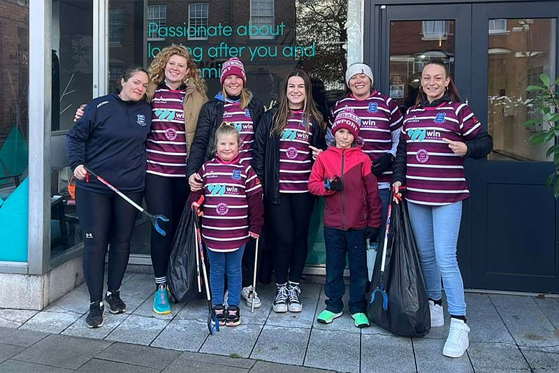 newport rugby ladies litter picking