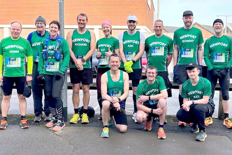 newport runners after completing half marathon