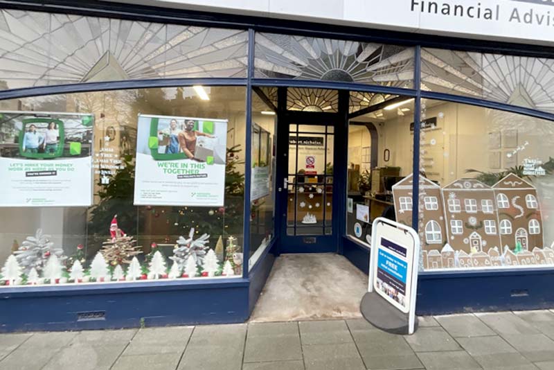 christmas inspired window by robert nicholas financial