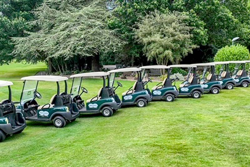 line up of golf buggies shifnal golf course