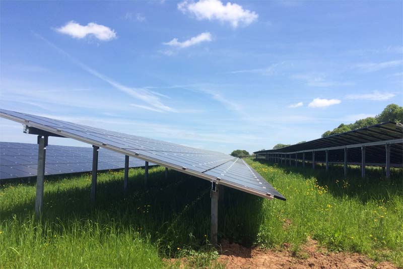 a field with solar panels in shropshire