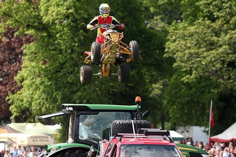 a stunt quad biker at newport show