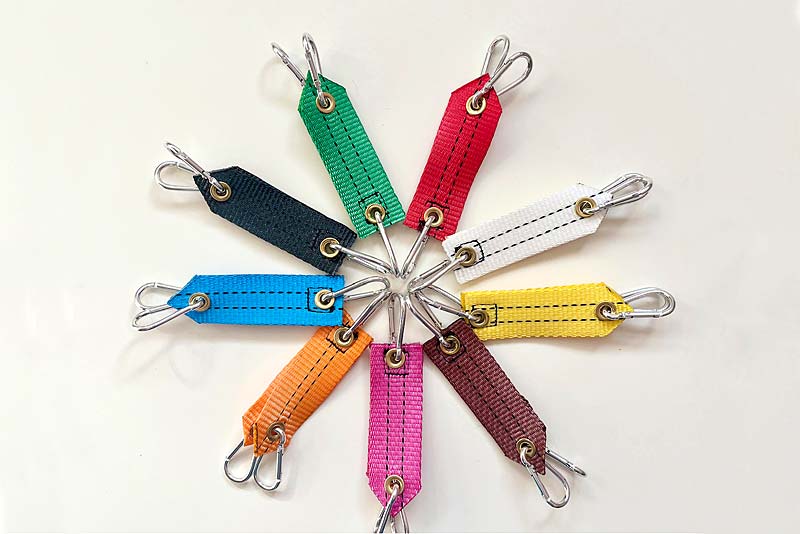 keyring tags in different colours